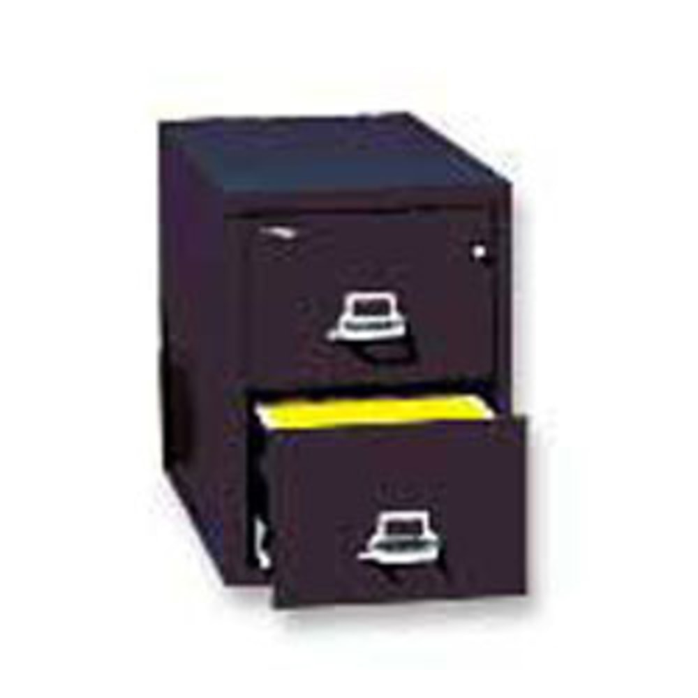 FireKing 25inD Vertical 2-Drawer Letter-Size Fireproof File Cabinet, Metal, Black, White Glove Delivery