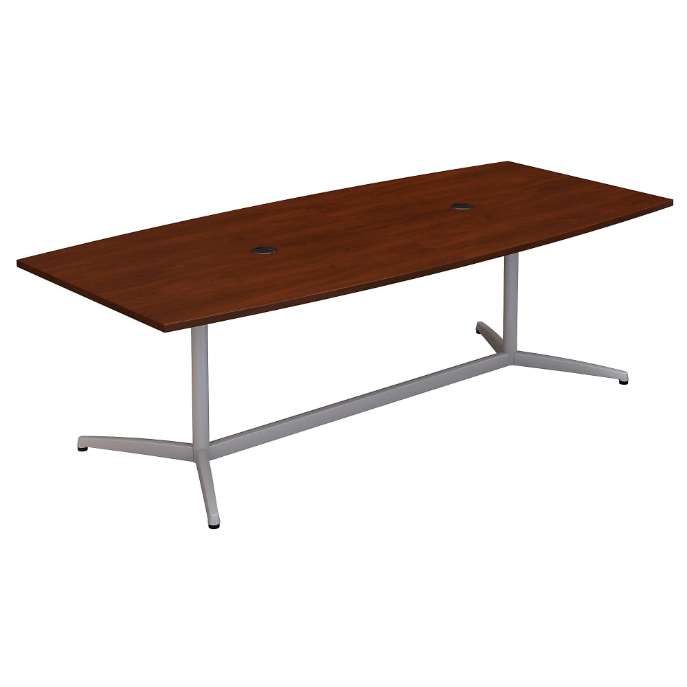 Bush Business Furniture 96inW x 42inD Boat Shaped Conference Table with Metal Base, Hansen Cherry, Standard Delivery