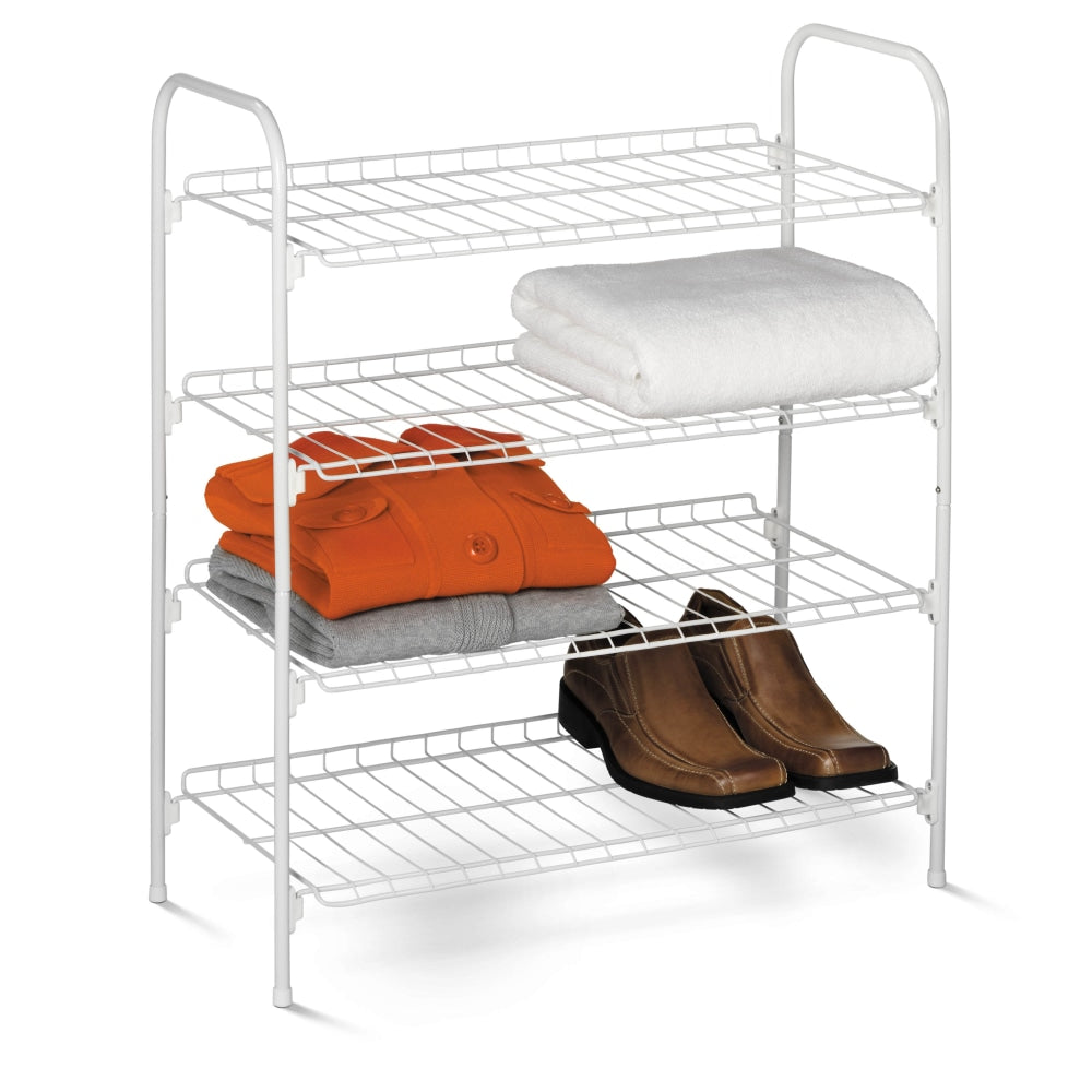 Honey-can-do SHO-01172 4-Tier Closet Storage Shelf, White - 4 Tier(s) - 27.6in Height x 11.8in Width24.8in Length - Sturdy, Rust Proof, Durable, Stackable, Heavy Duty, Adjustable Shelf - White - Steel, Metal