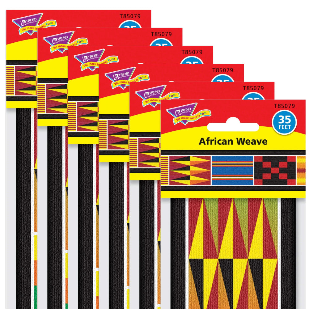 TREND Bolder Borders, 2-3/4in x 39in, African Weave, 66 Borders Per Pack, Set Of 6 Packs