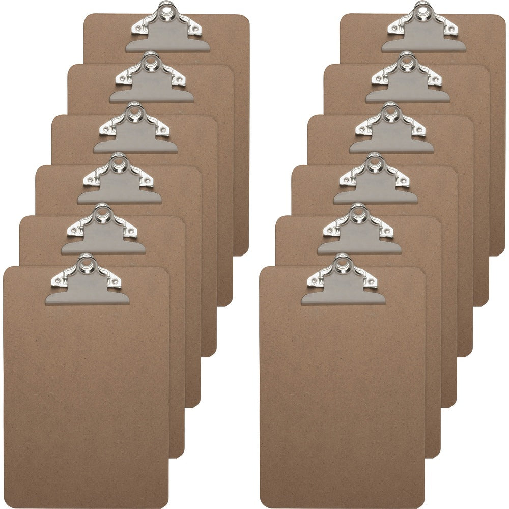 Business Source Standard Clipboards, 5in x 8in, Brown, Set Of 12 Clipboards