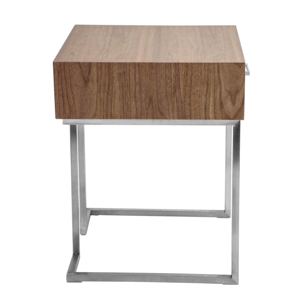 Lumisource Roman Contemporary End Table, Walnut/Stainless Steel