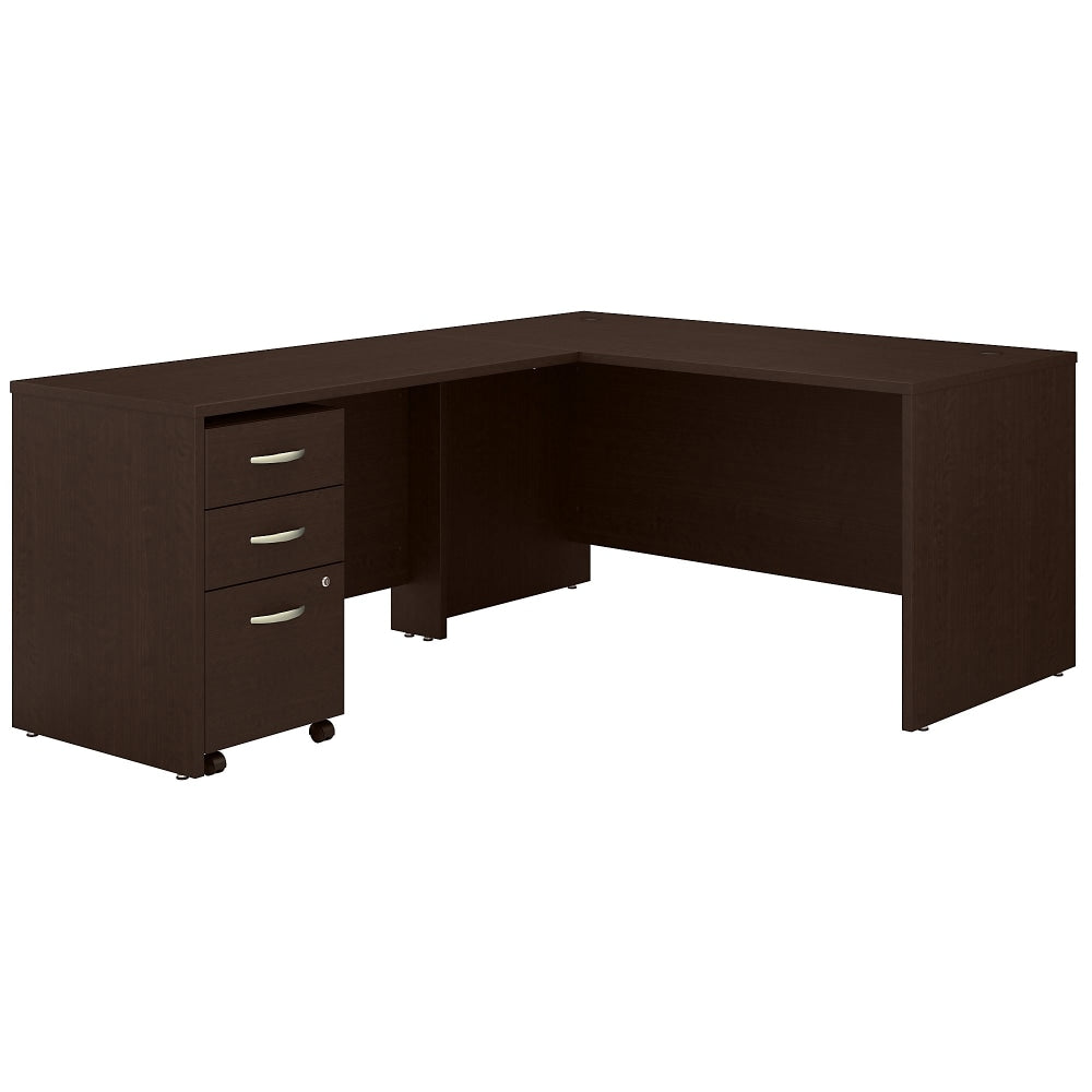 Bush Business Furniture 60inW L-Shaped Corner Desk With 3-Drawer Mobile File Cabinet, Mocha Cherry, Standard Delivery