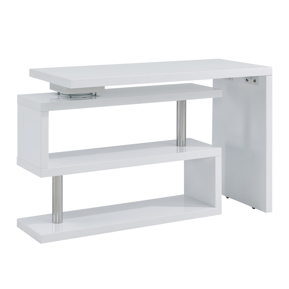 SEI Furniture Yates 3-Shelf 45inW Corner Writing Desk, White/Chrome