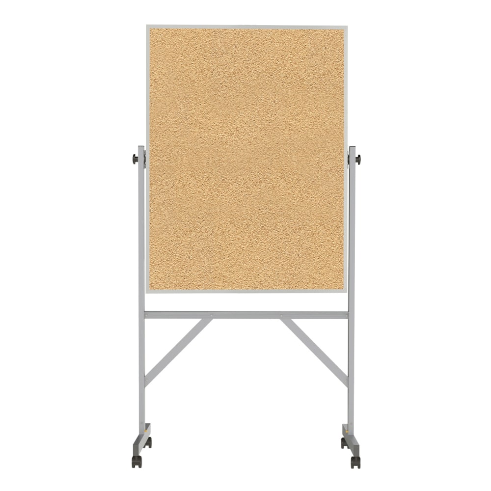 Ghent Reversible Cork Bulletin Board, 78 1/4in x 41 1/4in, Aluminum Frame With Silver Finish