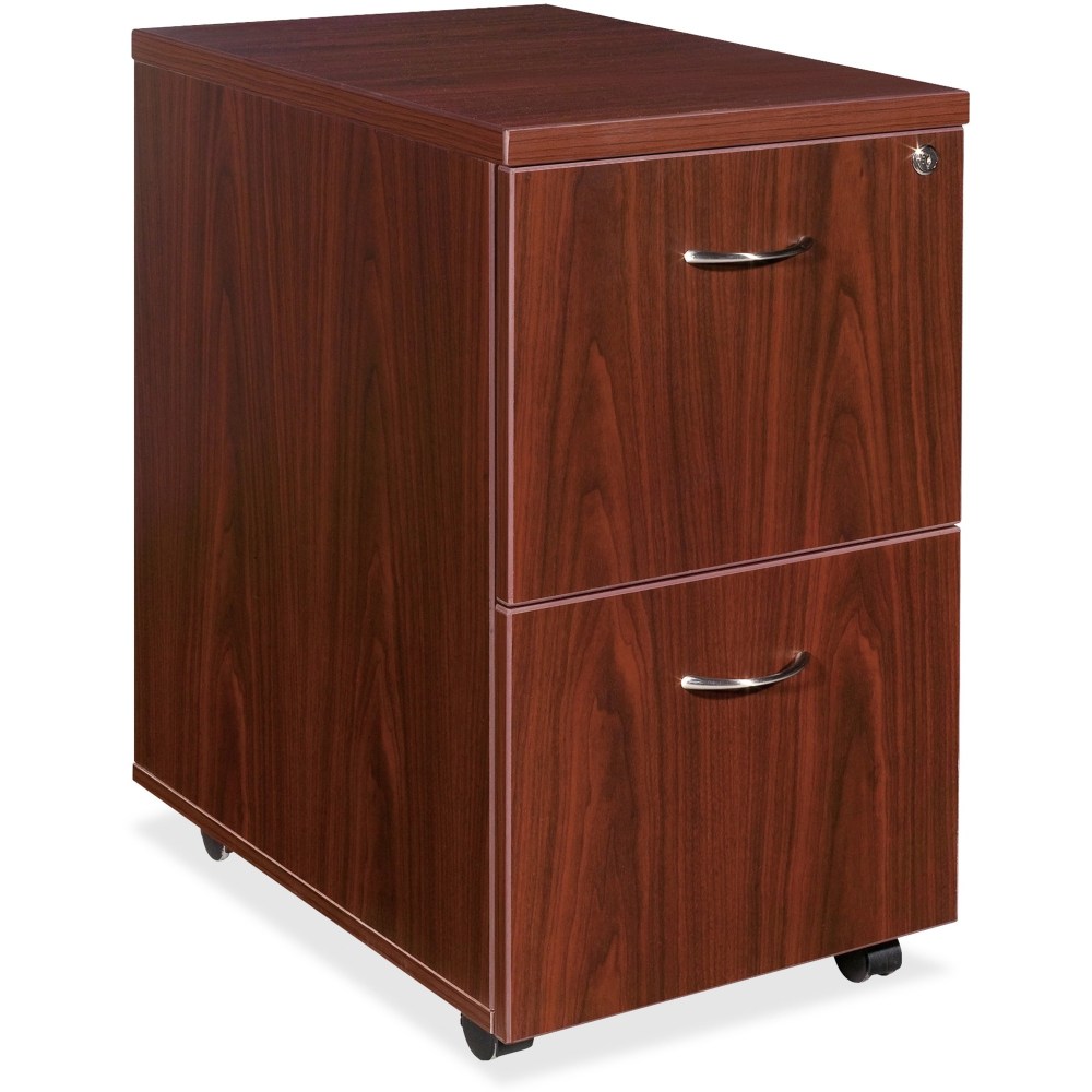 Lorell Essentials 22inD Vertical 2-Drawer Mobile Pedestal File Cabinet, Mahogany