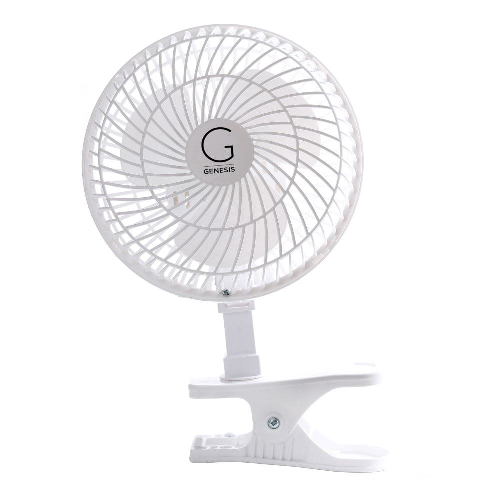 Genesis 6in Max Breeze Clip Fan With Tabletop Base, White