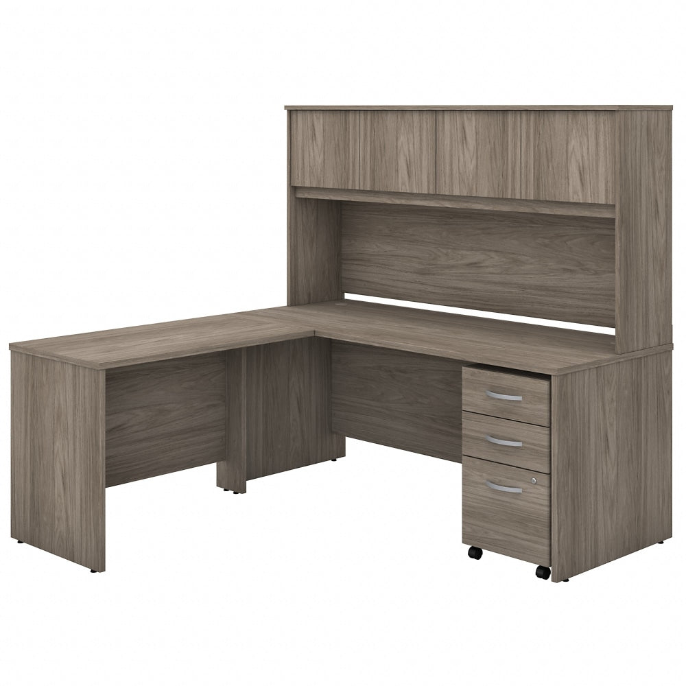 Bush Business Furniture Studio C 72inW x 30inD L-Shaped Desk With Hutch, Mobile File Cabinet And 42inW Return, Modern Hickory, Standard Delivery