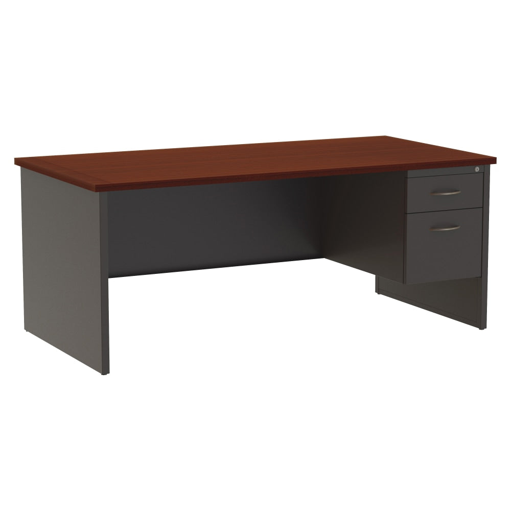 WorkPro Modular 72inW Right-Pedestal Computer Desk, Charcoal/Mahogany