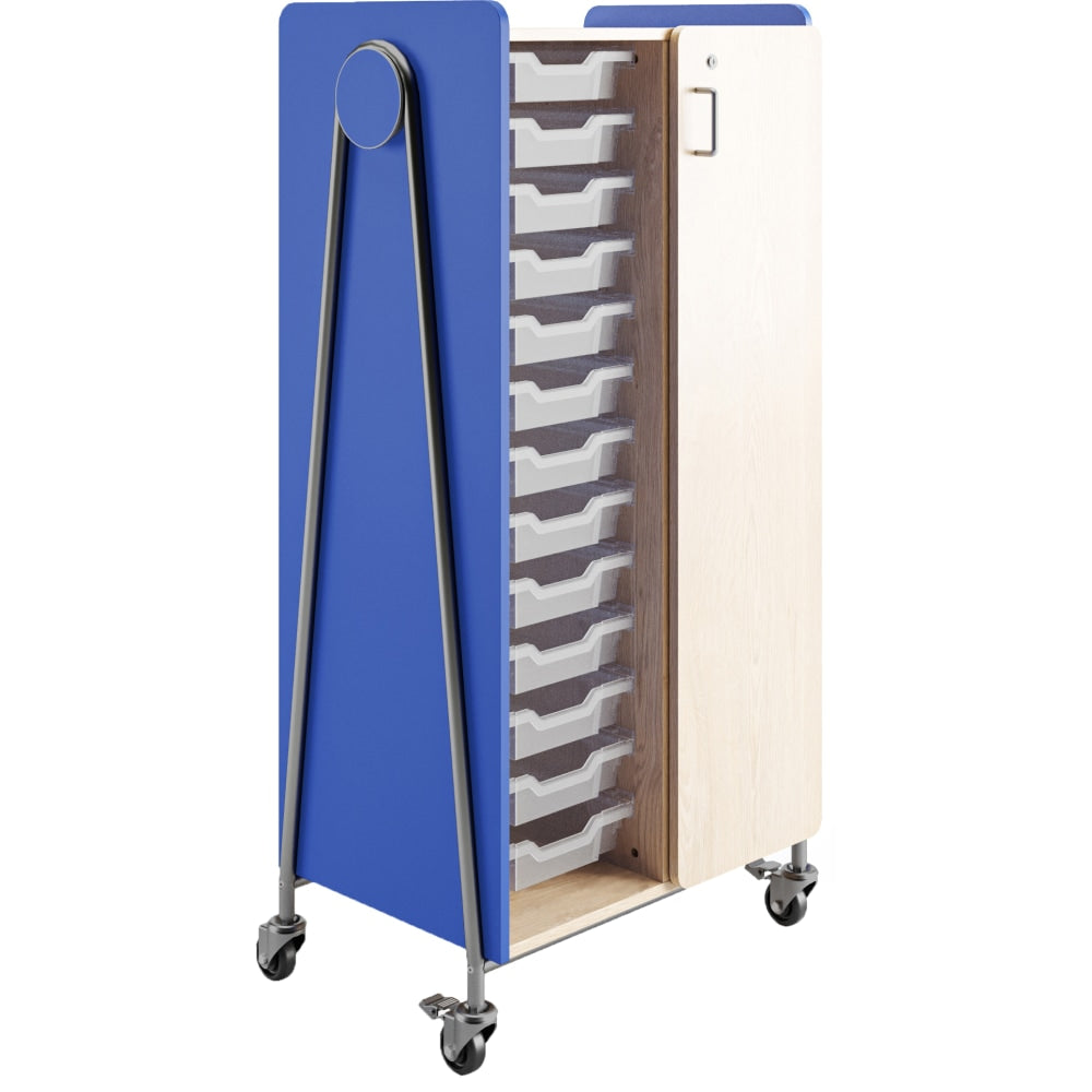 Safco Whiffle Double-Column Rolling Storage Cart With Wardrobe Bar, 60inH x 30inW x 19-3/4inD, Spectrum Blue