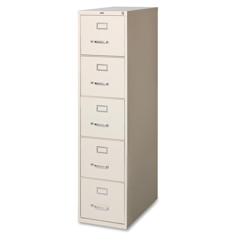 WorkPro 26-1/2inD Vertical 5-Drawer File Cabinet, Putty