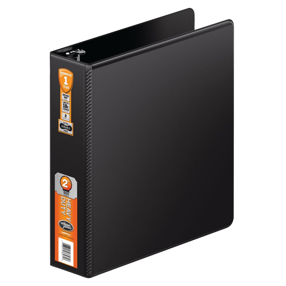 Wilson Jones Heavy-Duty 3-Ring Binder, 2in D-Rings, Black