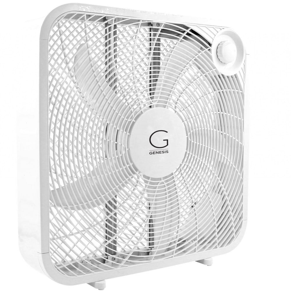 Genesis 3-Speed Box Fan With Max Cooling Technology, 20in, White