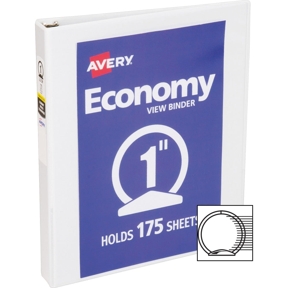 Avery Economy View Binder, 1in Ring, 8 1/2in x 11in, White, Pack Of 4