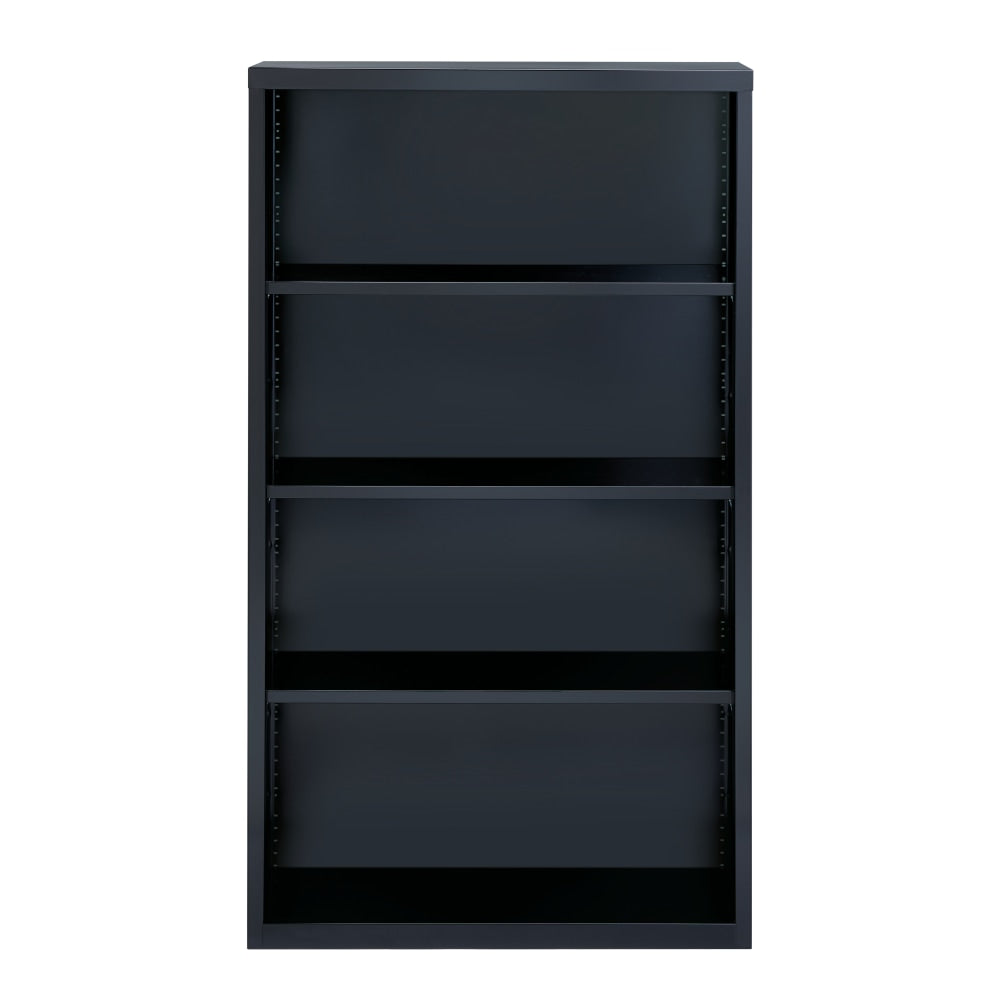 Hirsh 60inH 4-Shelf Metal Bookcase, Black