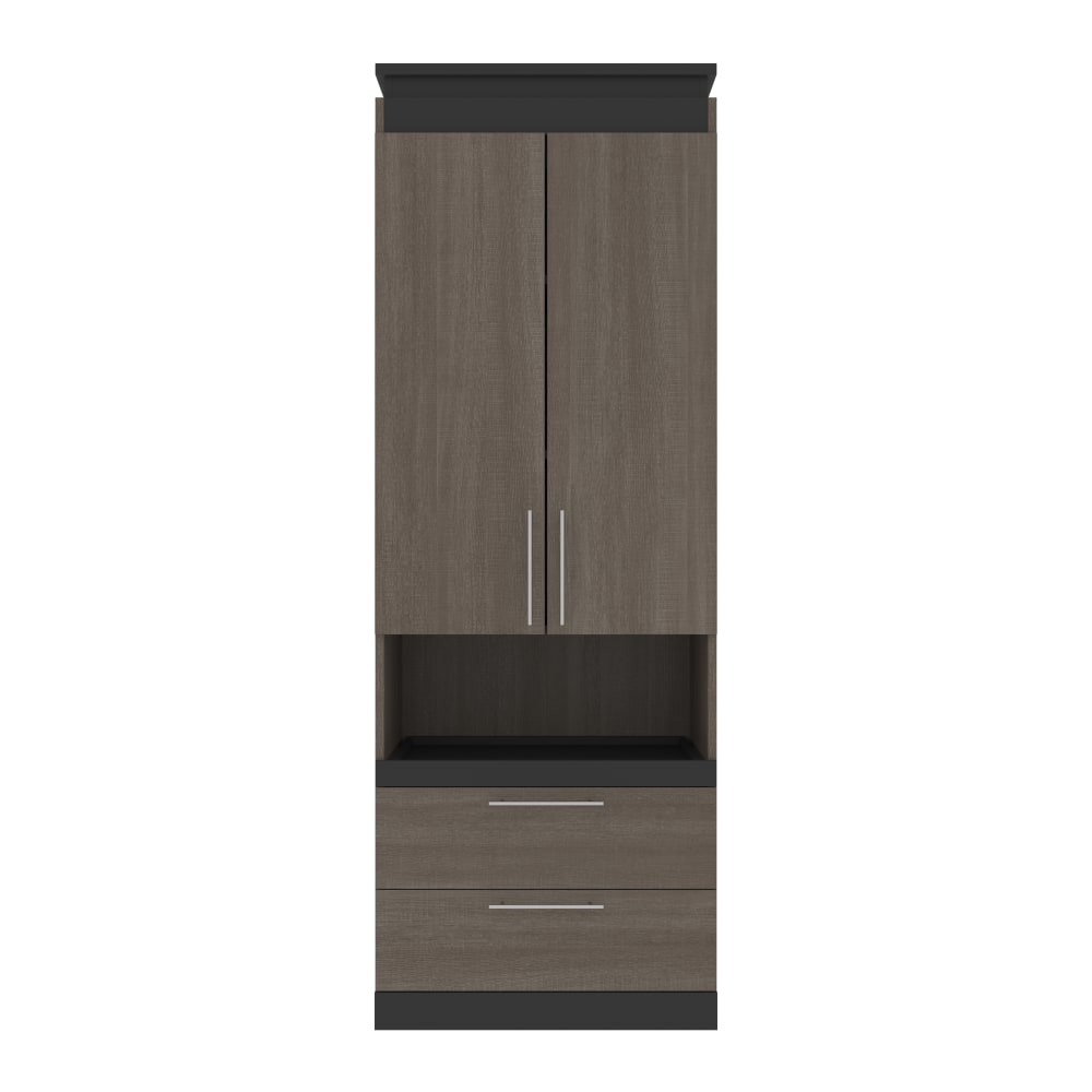 Bestar Orion 30inW Storage Cabinet With Pull-Out Shelf, Bark Gray/Graphite