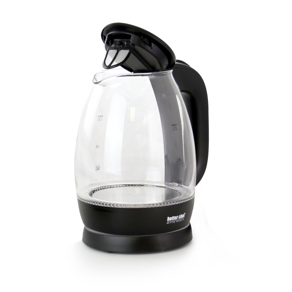 Better Chef 1.7L Cordless Electric Glass Tea Kettle, Black