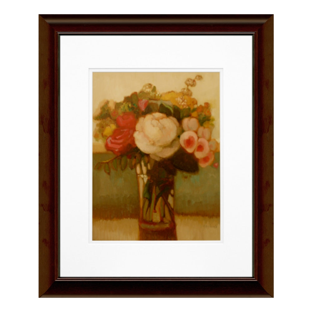 Timeless Frames Floral Katrina Brown Wall Artwork, 20in x 16in, Red And White Flowers I