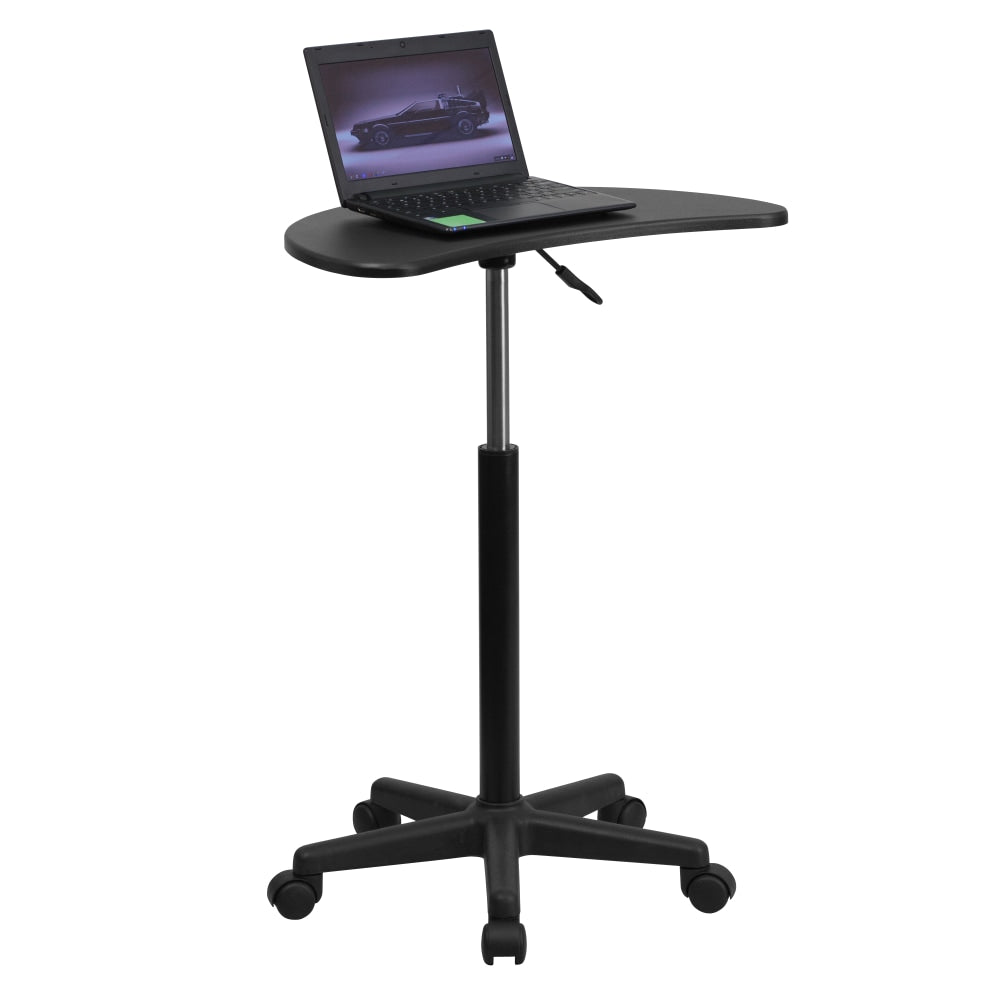 Flash Furniture Height Adjustable Mobile Contemporary Laminate Laptop Desk Workstation, 37-1/2inH x 25inW x 13inD, Black