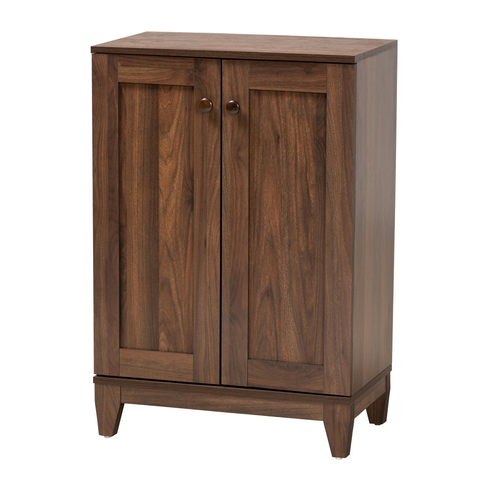 Baxton Studio Modern And Contemporary 35inH 2-Door Shoe Storage Cabinet, Walnut Brown