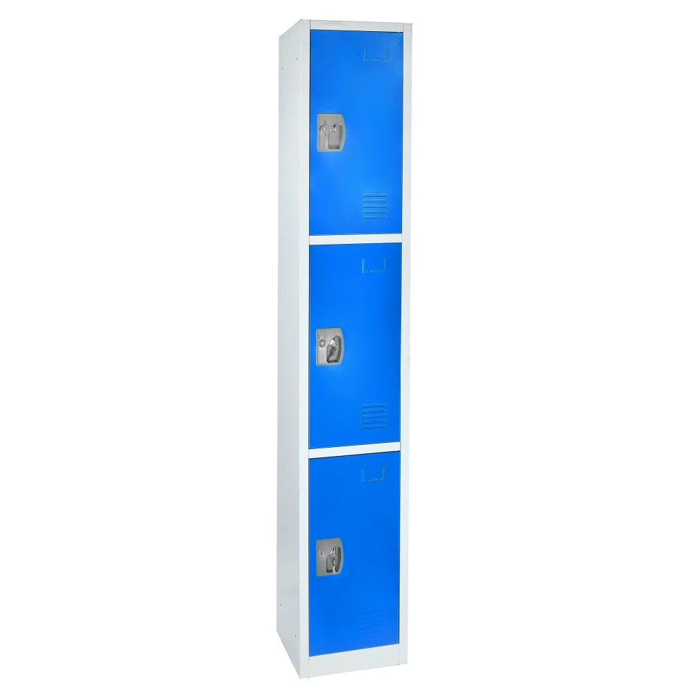 Alpine Large 3-Tier Steel Lockers, 72inH x 12inW x 12inD, Blue, Pack Of 2 Lockers