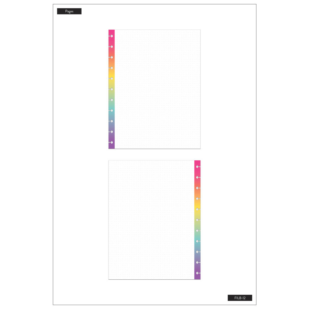 Happy Planner Big Filler Paper, 8-1/2in x 11in, 40 Sheets, Rainbow Dot Grid