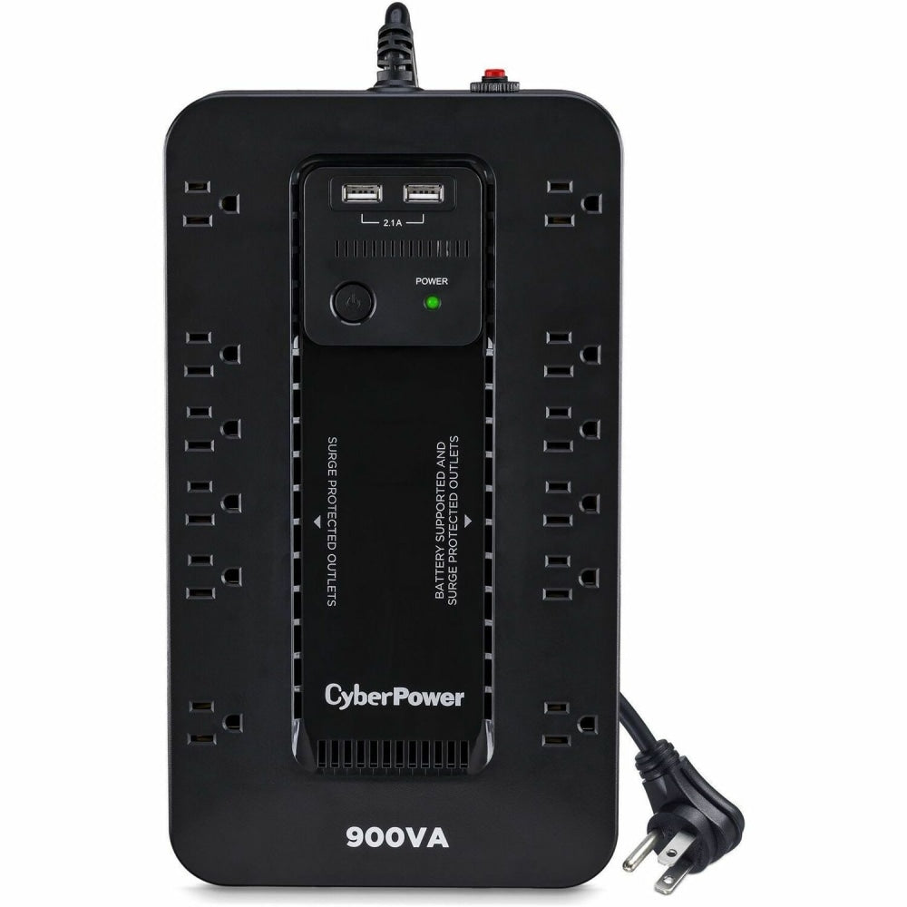 CyberPower ST900U Standby UPS Systems - 900VA/500W, 120 VAC, NEMA 5-15P, Compact, 12 Outlets, PowerPanel Personal, $125000 CEG, 3YR Warranty