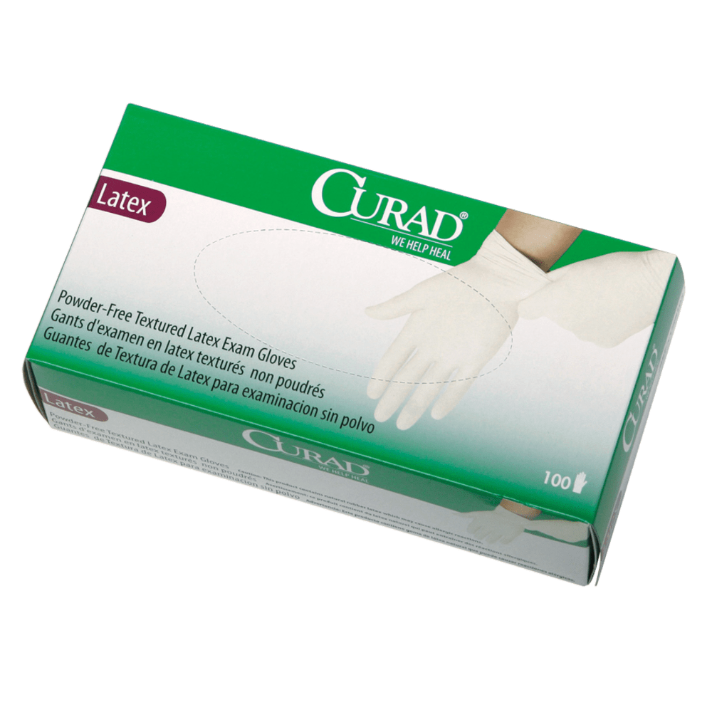 Curad Powder-Free Latex Exam Gloves, Small, Box Of 100