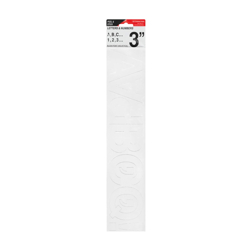 Creative Start Self-Adhesive Letters, Numbers and Symbols, 3in, Helvetica, White, Pack of 103