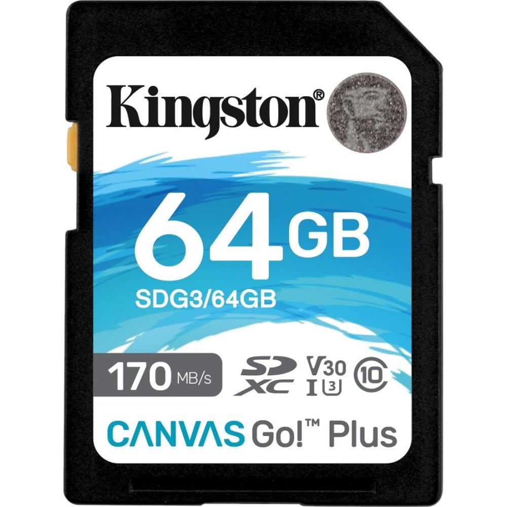 Kingston Canvas Go! Plus SDG3 64 GB Class 10/UHS-I (U3) SDXC - 170 MB/s Read - 70 MB/s Write