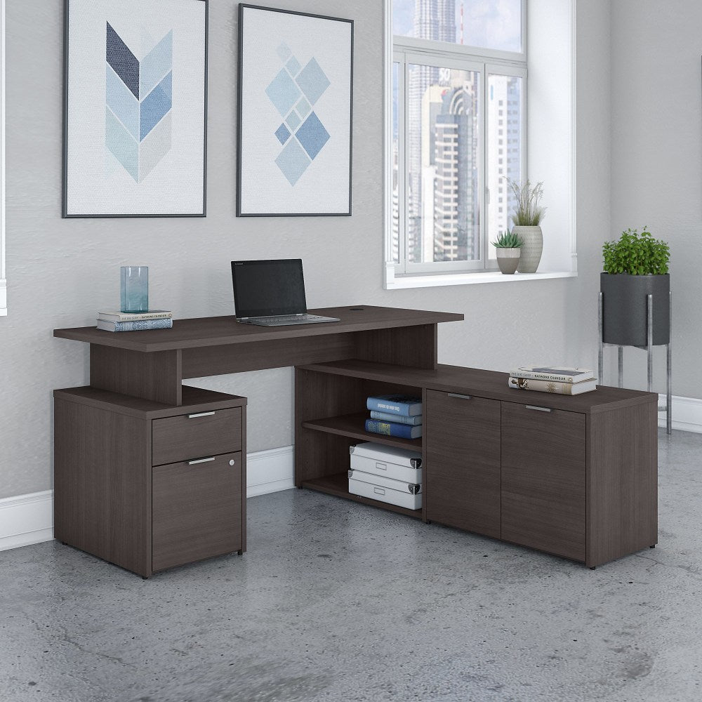 Bush Business Furniture Jamestown 60inW L-Shaped Corner Desk With Drawers, Storm Gray, Standard Delivery