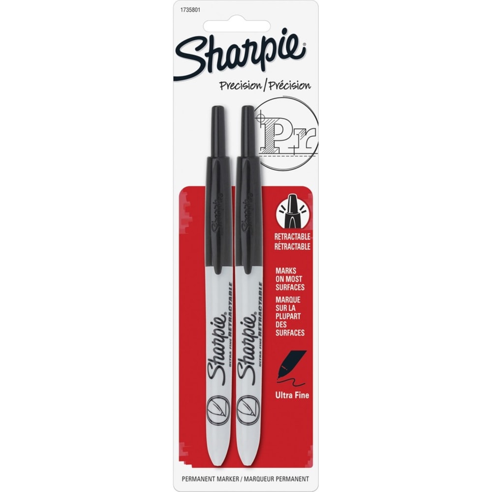 Sharpie Retractable Ultra-Fine Point Permanent Markers - Ultra Fine Marker Point - Retractable - 12 / Box