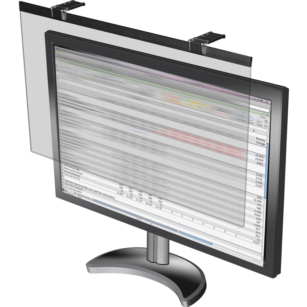 Business Source LCD Monitor Privacy Filter Black - For 24in Widescreen LCD Monitor - 16:10 - Acrylic - Black