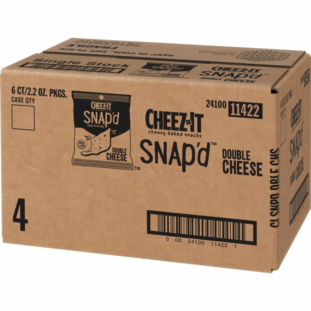 Cheez-It Snap-d Double Cheese Crackers - Cheese - 2.20 oz - 6 / Carton