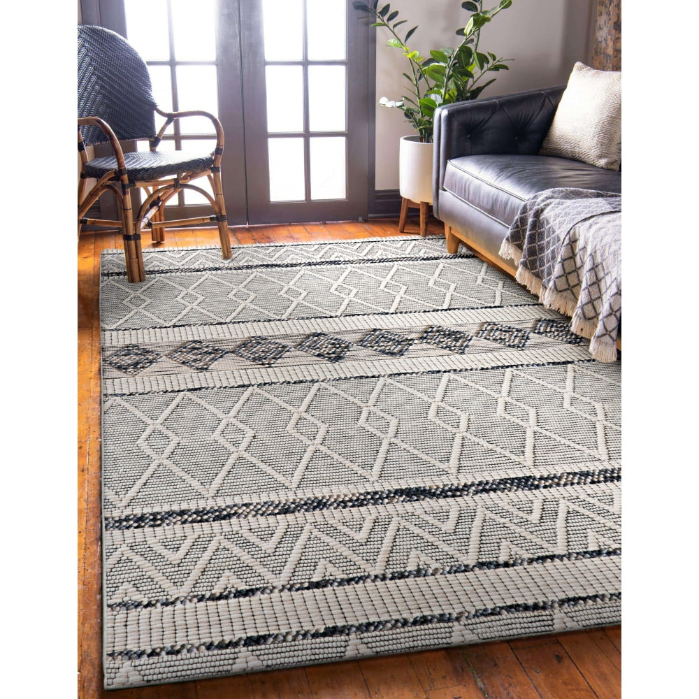 Linon Aria Area Rug, 5ft x 7ft, Finch Cream/Gray