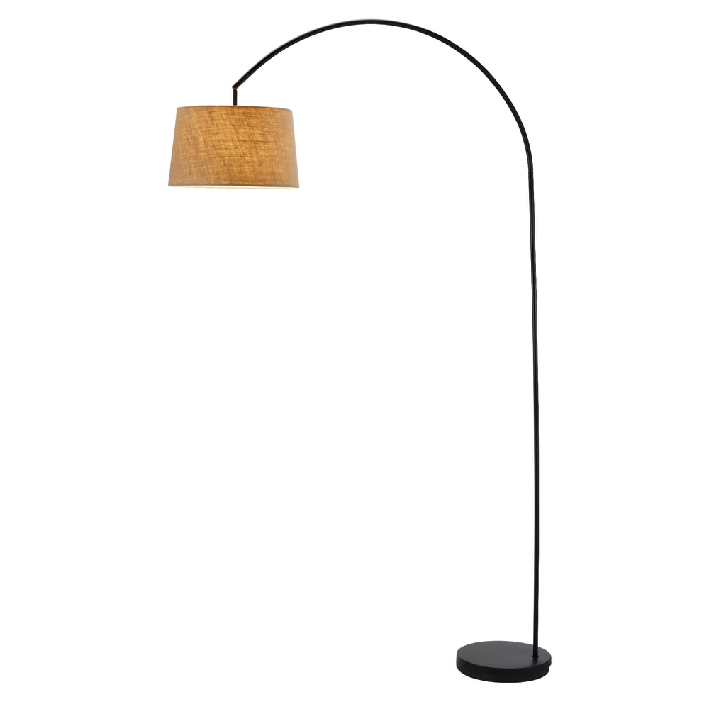 Adesso Goliath Arc Floor Lamp, 83inH, Burlap/Black