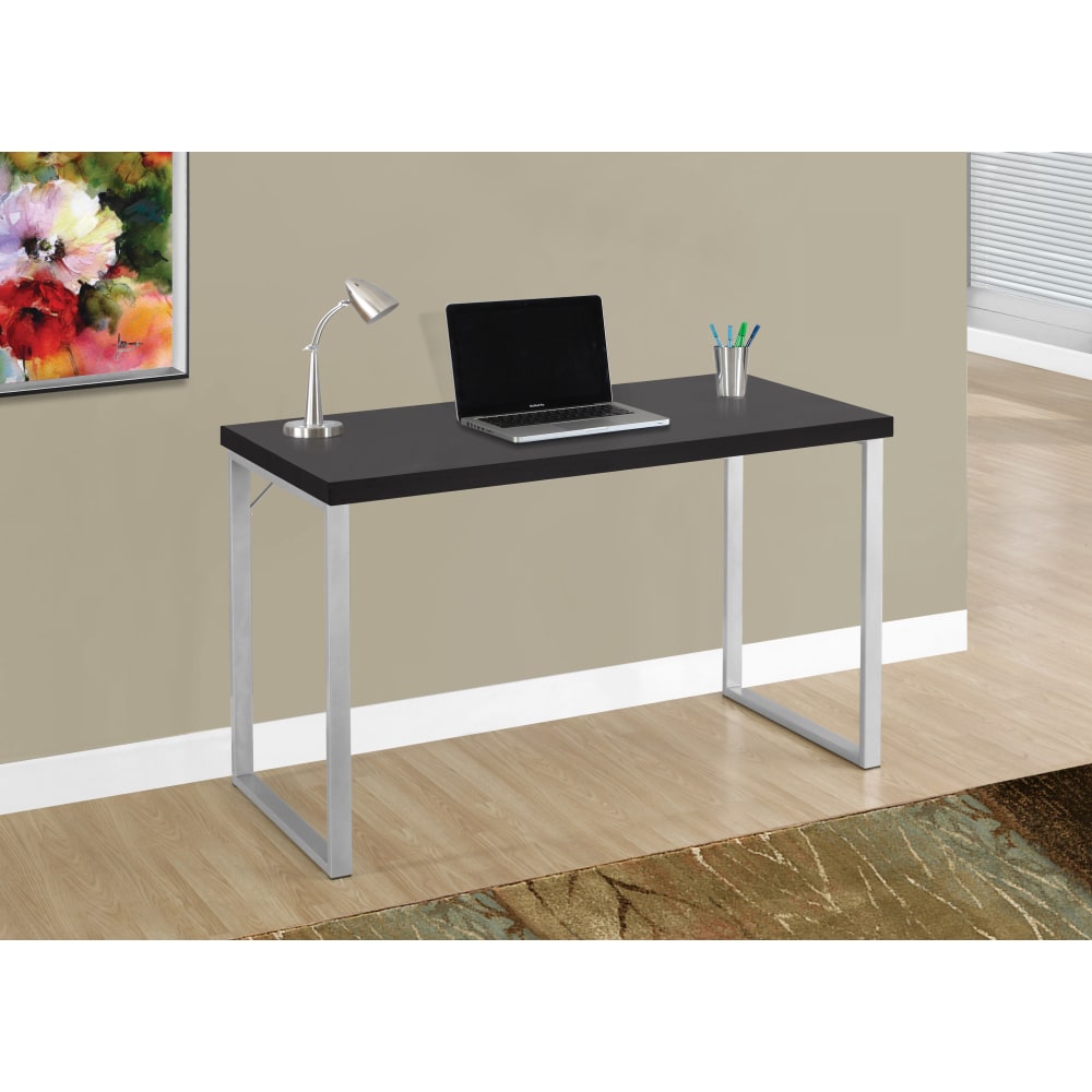 Monarch Specialties Contemporary 48inW Computer Desk, Cappuccino/Silver