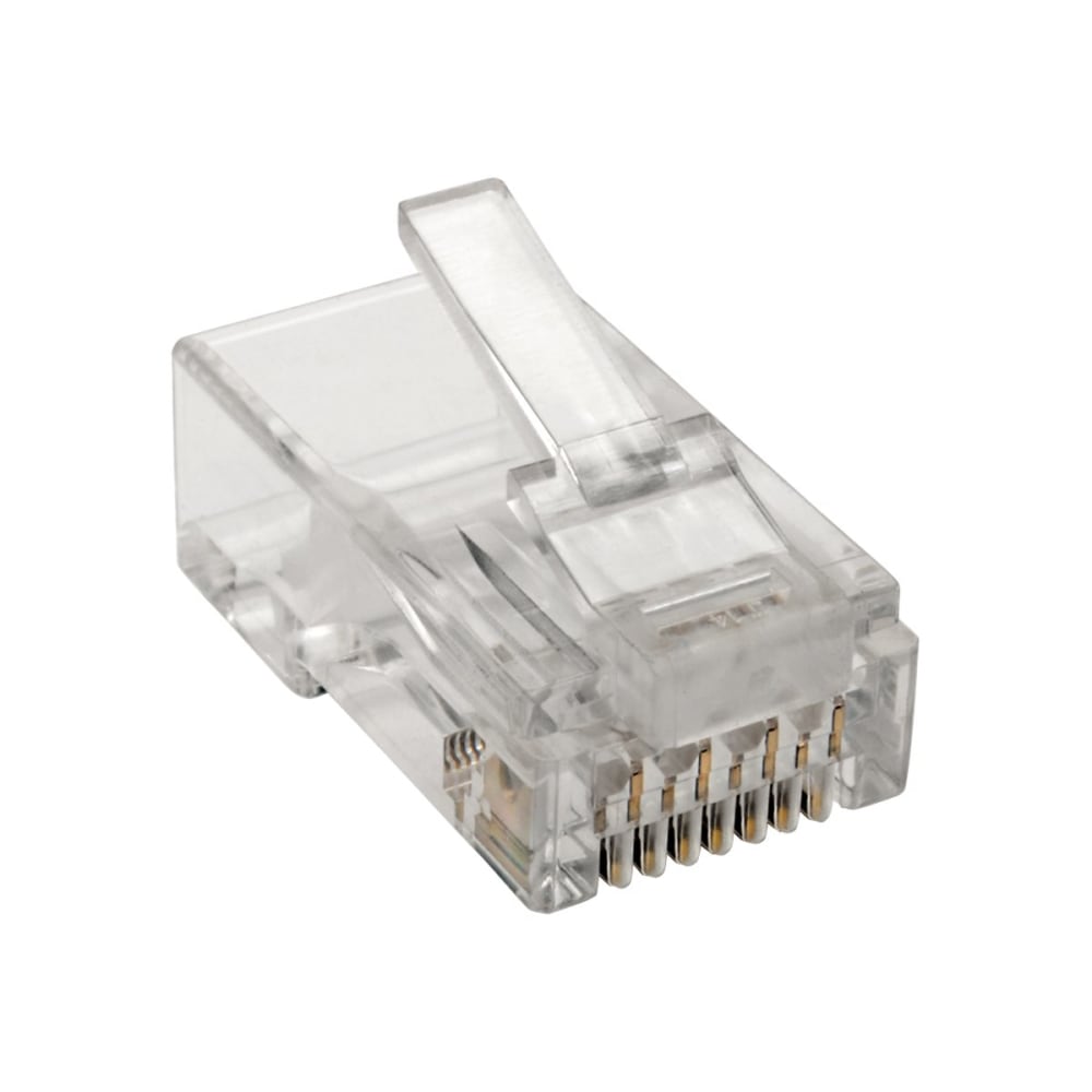 Tripp Lite Cat6 RJ45 Modular Plug for Round Stranded UTP Conductor 4-Pair, 100 Pack - Network connector - RJ-45 (M) - UTP - CAT 6 - round, stranded - clear (pack of 100)