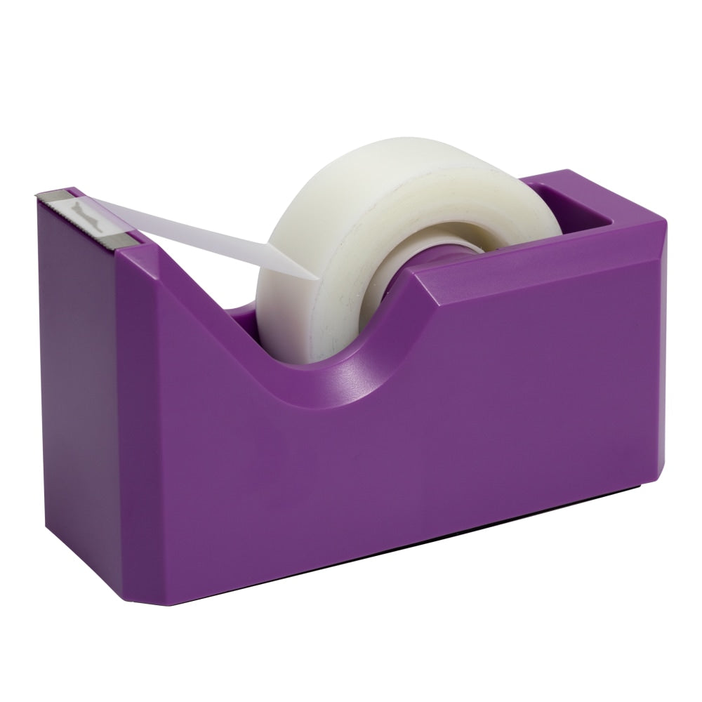 JAM Paper Plastic Tape Dispenser, 4-1/2inH x 2-1/2inW x 1-3/4inD, Purple