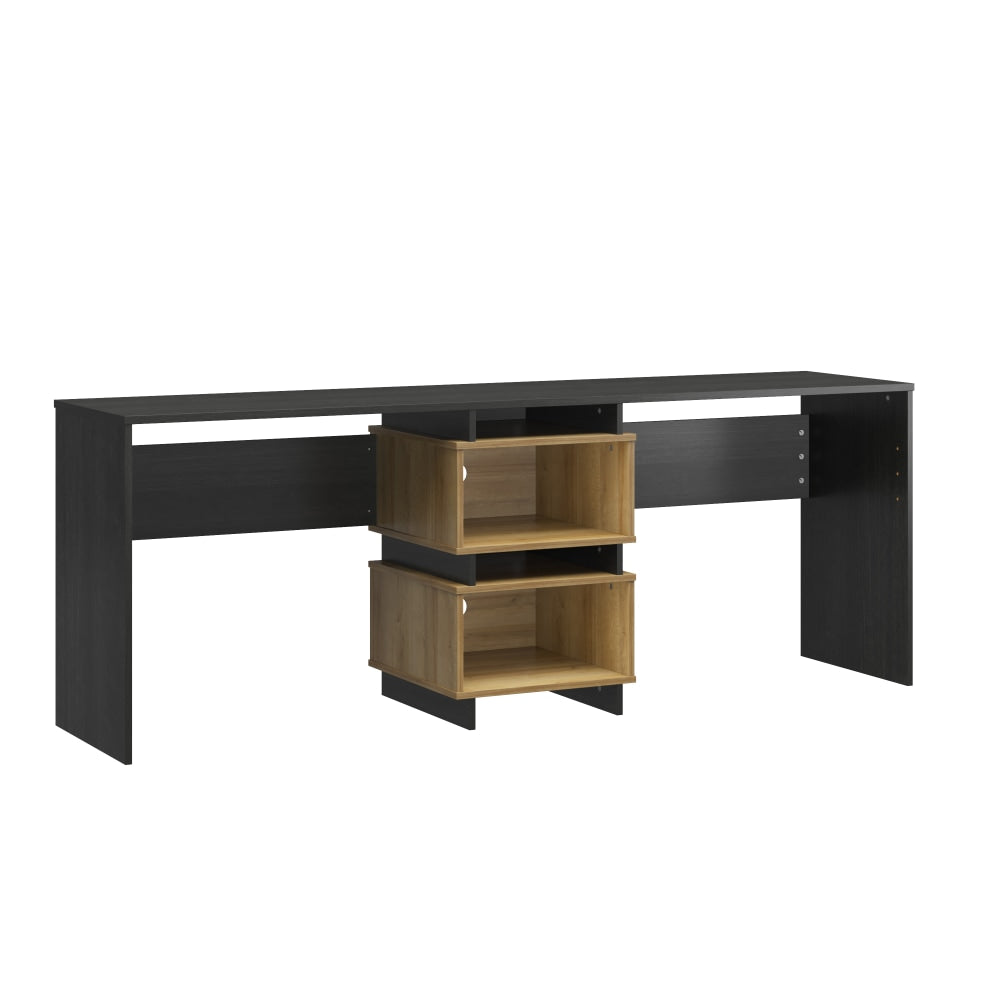 Ameriwood Home Novogratz Nelson 83inW 2-Way Computer Desk, Black Oak/Natural