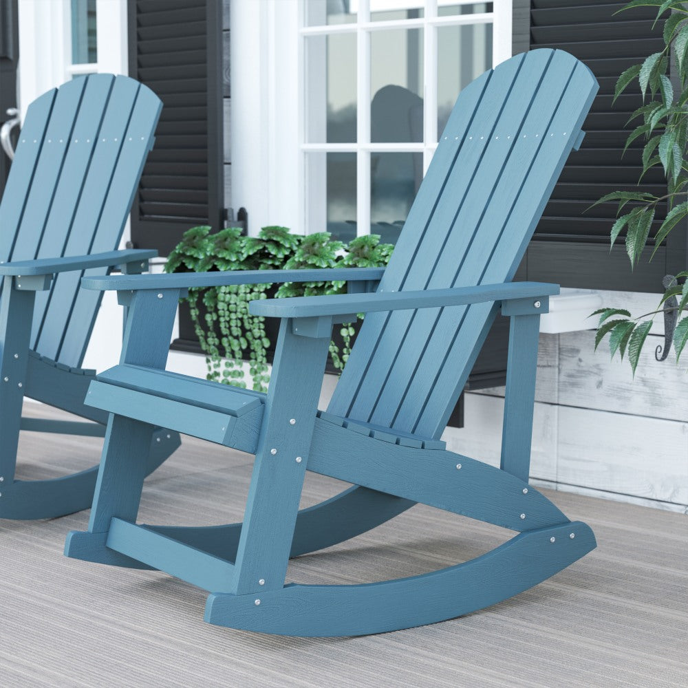 Flash Furniture Savannah All-Weather Adirondack Rocking Chair, Sea Foam