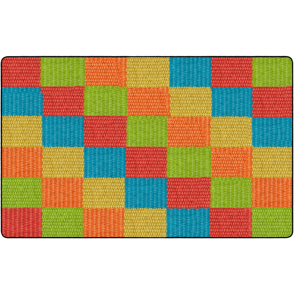 Flagship Carpets Basketweave Blocks Classroom Rug, 7 1/2ft x 12ft, Multicolor