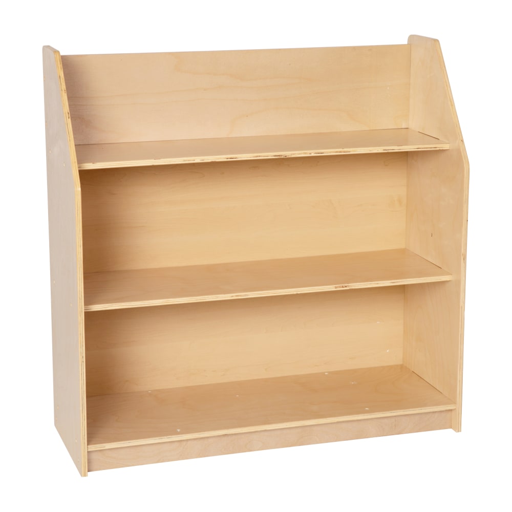 Flash Furniture Wooden 3-Shelf Book Display, 31-1/2inH x 31-1/2inW x 11-3/4inD, Natural