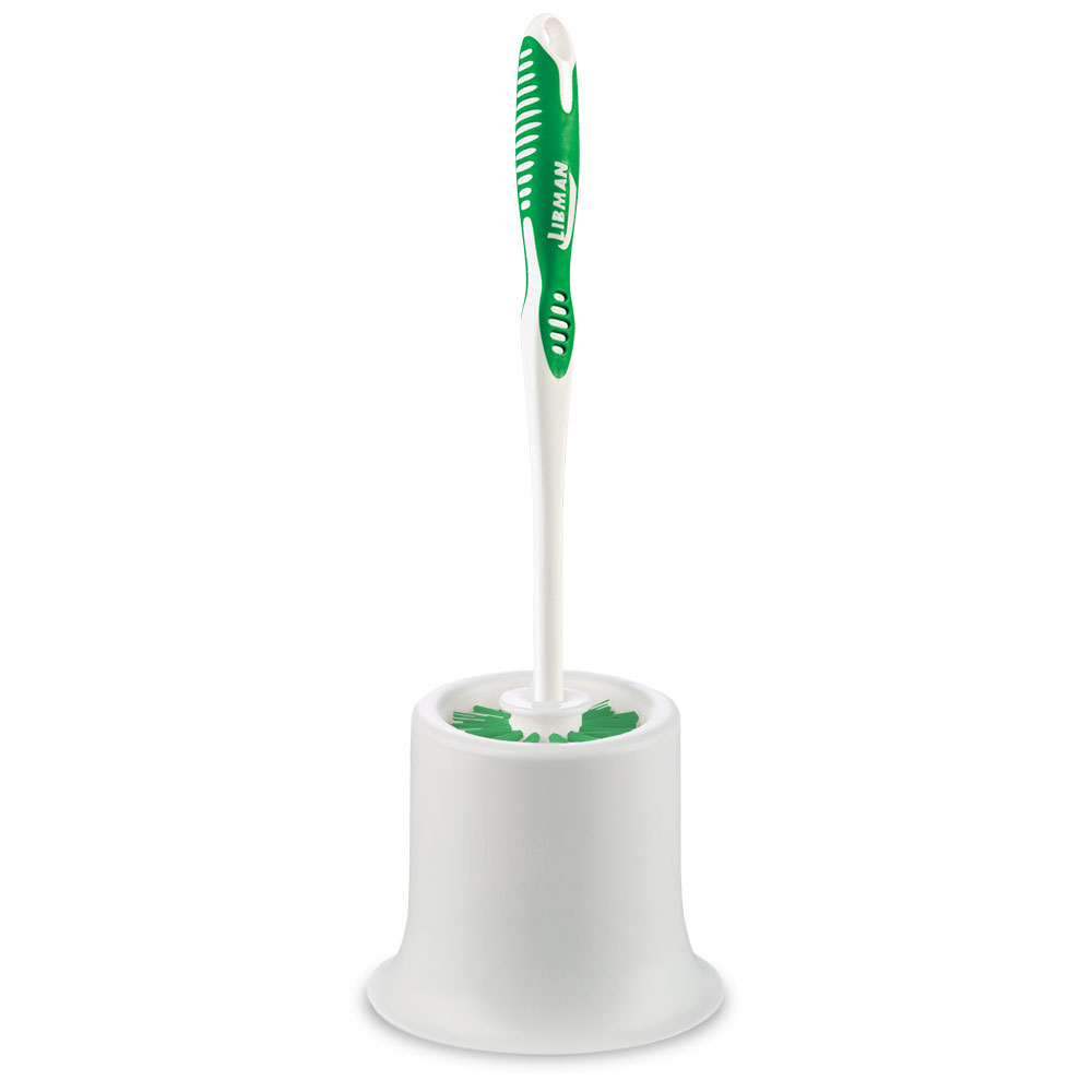 Libman Commercial Round Bowl Brushes And Open Caddies, 15in, White/Green, Pack Of 4 Brushes