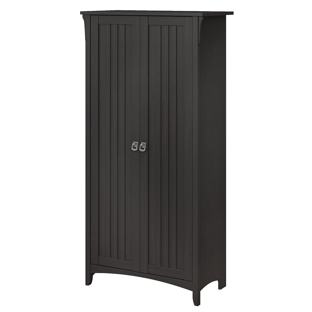 Bush Furniture Salinas 63inH Bathroom Storage Cabinet With Doors, Vintage Black, Standard Delivery