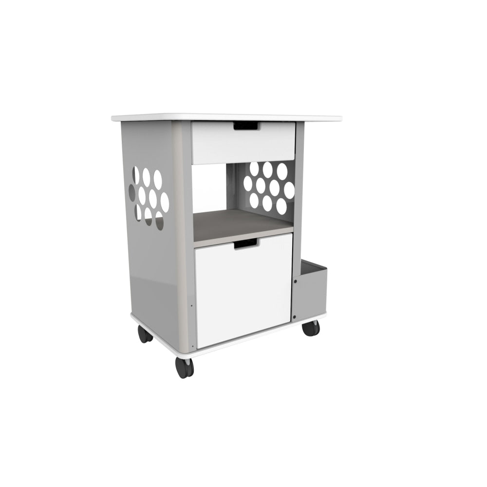 Safco Focal Plastic Rolling 2-Drawer Storage Cart, 33 1/2in x 28in x 20in, Silver