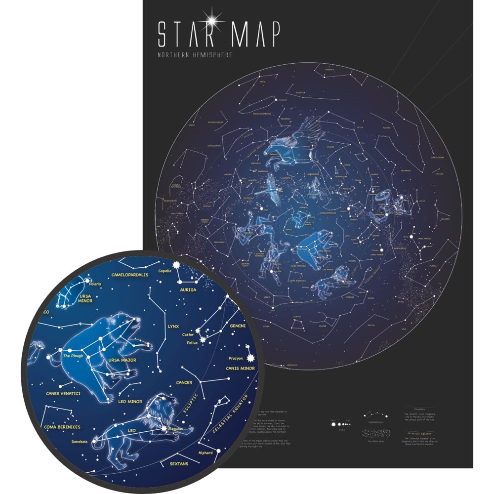 Waypoint Geographic Glow In The Dark Star Map, 33in x 23in