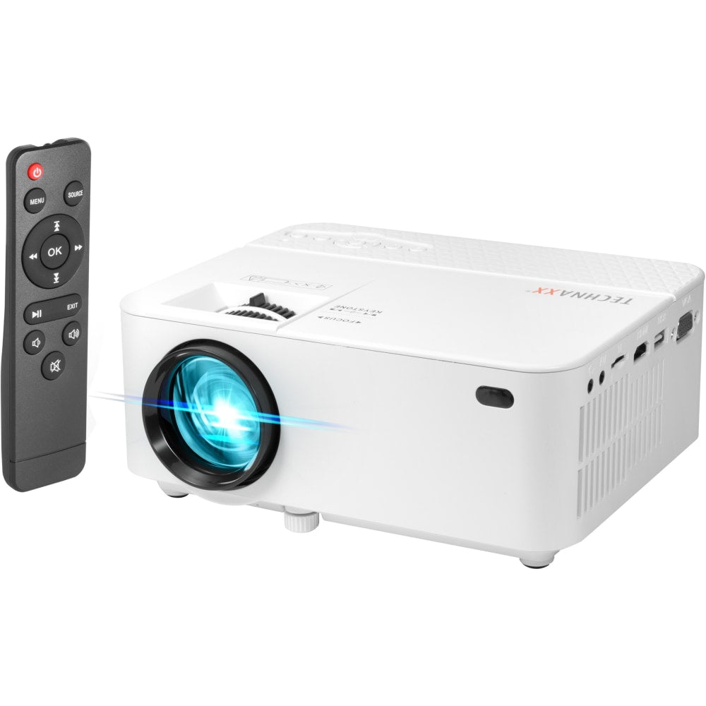 Technaxx Beamer TX-113 LCD Projector - 16:9 - White - 800 x 480 - Front - 480p - 40000 Hour Normal Mode - VGA - 2,000:1 - 1800 lm - HDMI - USB