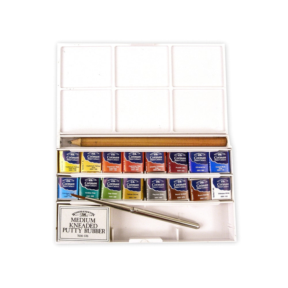 Winsor & Newton Cotman Watercolor Deluxe Sketchers Pocket Box, Set Of 16