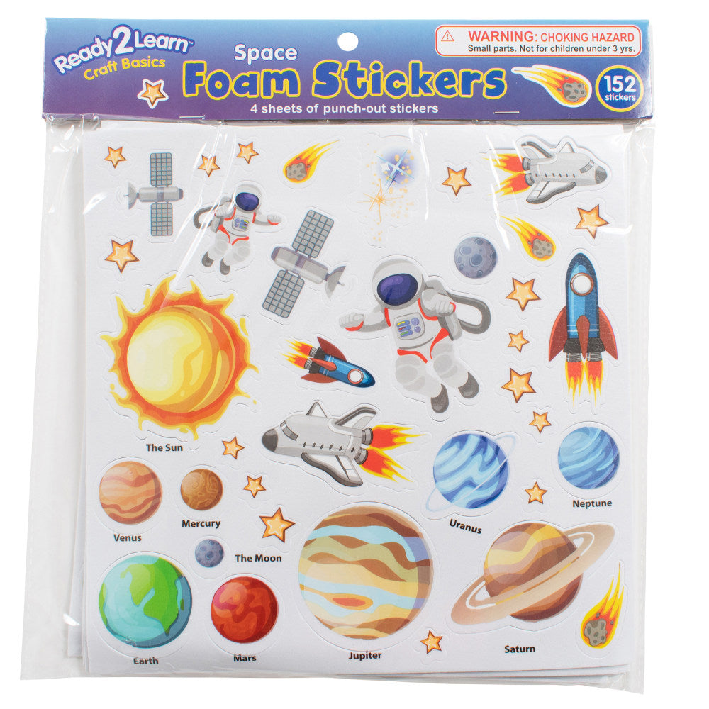 Ready 2 Learn Foam Stickers, Space, 152 Stickers Per Pack, Set Of 3 Packs